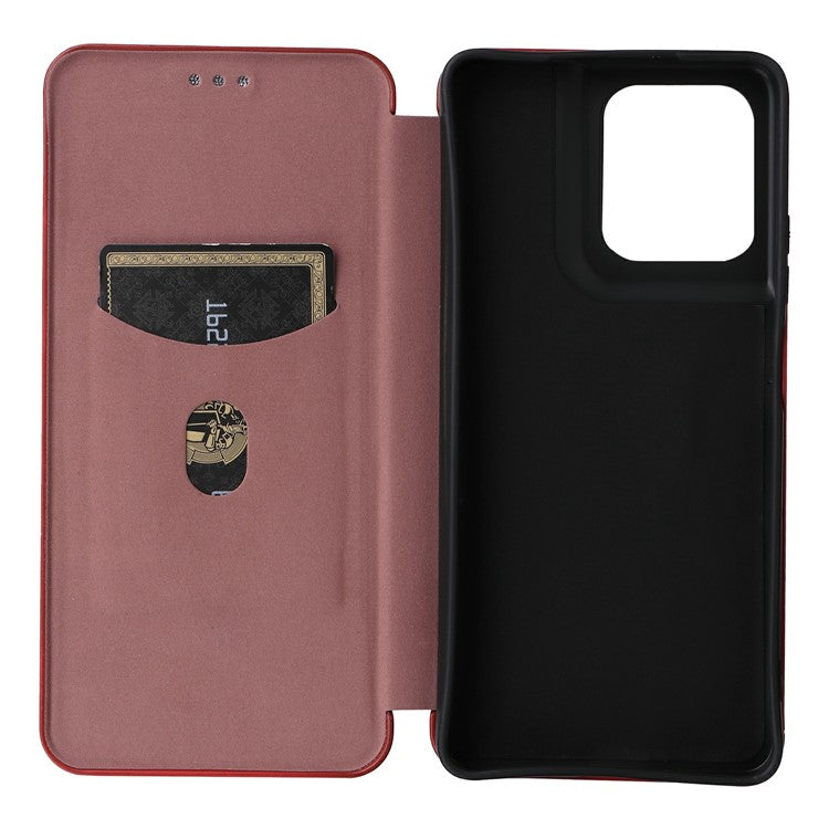 For Motorola Moto G75 5G Case Carbon Fiber Texture Drop-Proof PU Leather Phone Cover - Brown