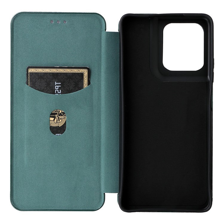 For Motorola Moto G75 5G Case Carbon Fiber Texture Drop-Proof PU Leather Phone Cover - Green