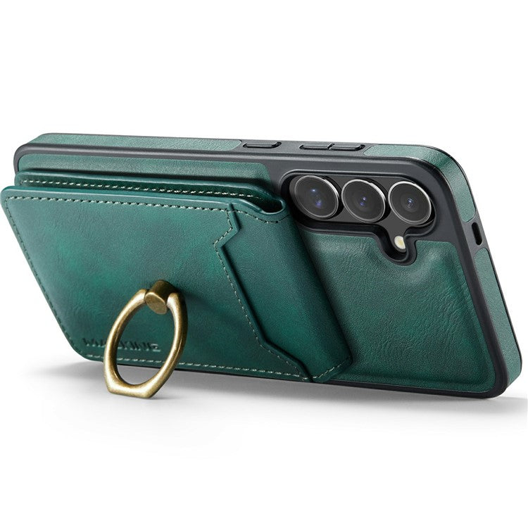 MAGKING K1 Series For Samsung Galaxy S25 Magnetic Case PC+TPU+PU Phone Cover with Card Holder - Green