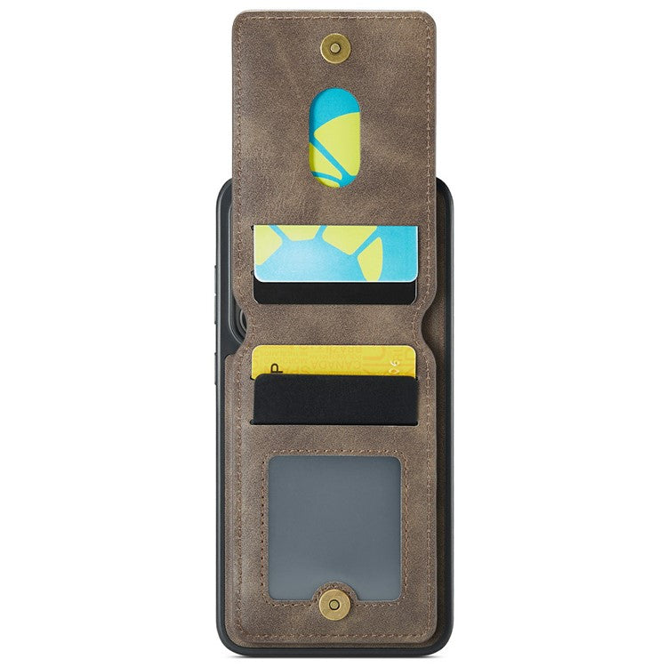 MAGKING K1 Series For Samsung Galaxy S25+ Magnetic Case PC+TPU+PU Phone Cover with Card Holder - Coffee
