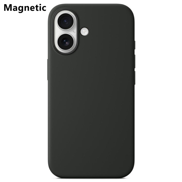 For iPhone 16 Compatible with MagSafe Liquid Silicone Phone Back Cover (No Logo) - Black