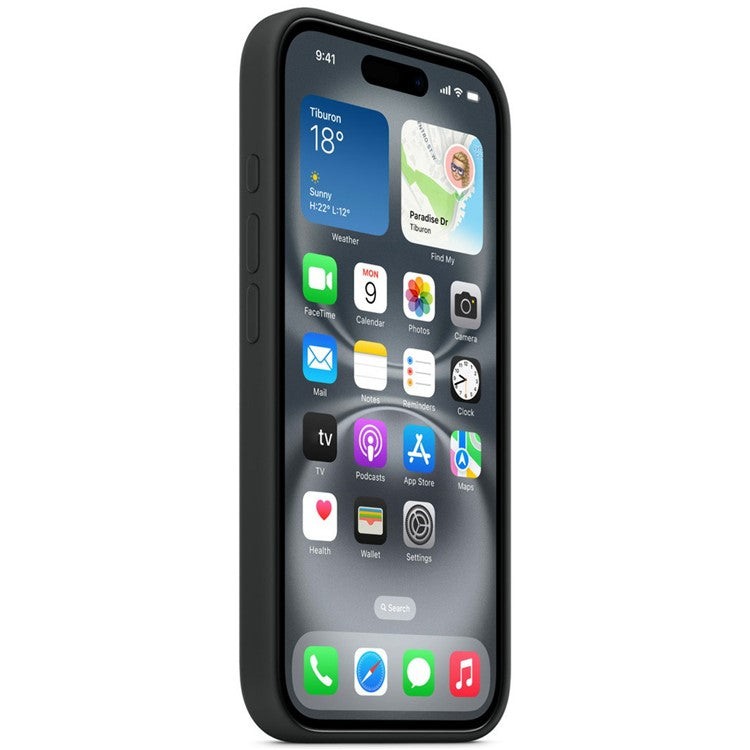 For iPhone 16 Compatible with MagSafe Liquid Silicone Phone Back Cover (No Logo) - Black