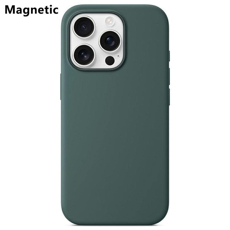 For iPhone 16 Pro Magnetic Phone Case Liquid Silicone Cover Official Design Replica No Logo - Green