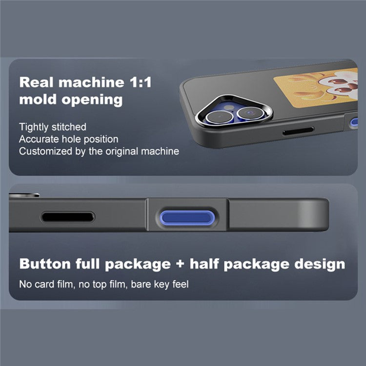 For iPhone 16 Smart E-Ink Phone Case 4 Color HD 3.97 inch Display NFC DIY Customized Screen - Black