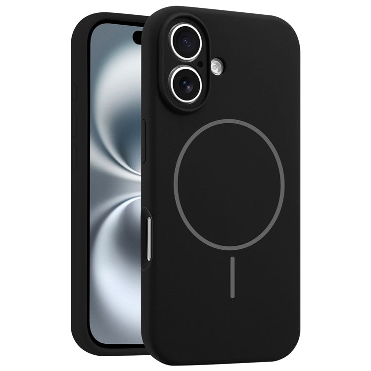 For iPhone 16 Case Compatible with MagSafe Silicone Shock Absorbing Phone Cover - Black