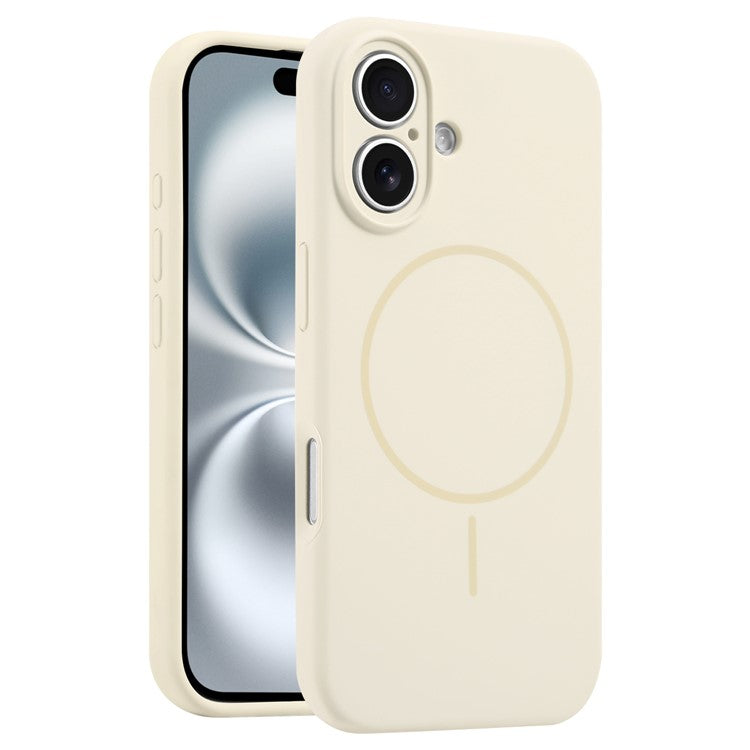 For iPhone 16 Case Compatible with MagSafe Silicone Shock Absorbing Phone Cover - Antique White