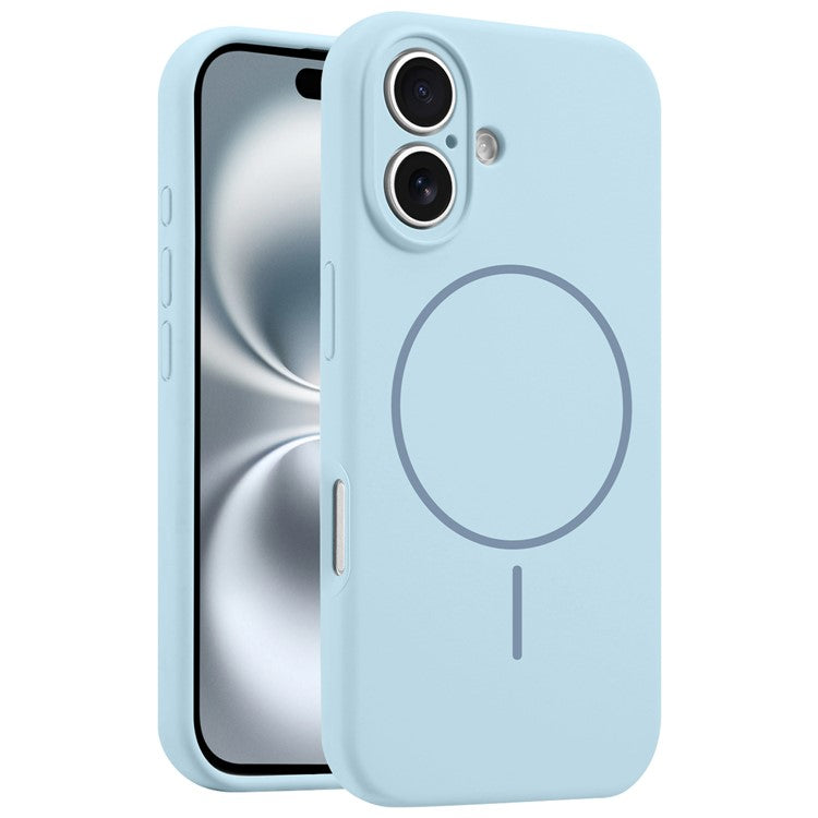 For iPhone 16 Case Compatible with MagSafe Silicone Shock Absorbing Phone Cover - Blue