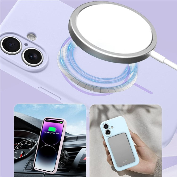 For iPhone 16 Case Compatible with MagSafe Silicone Shock Absorbing Phone Cover - Blue