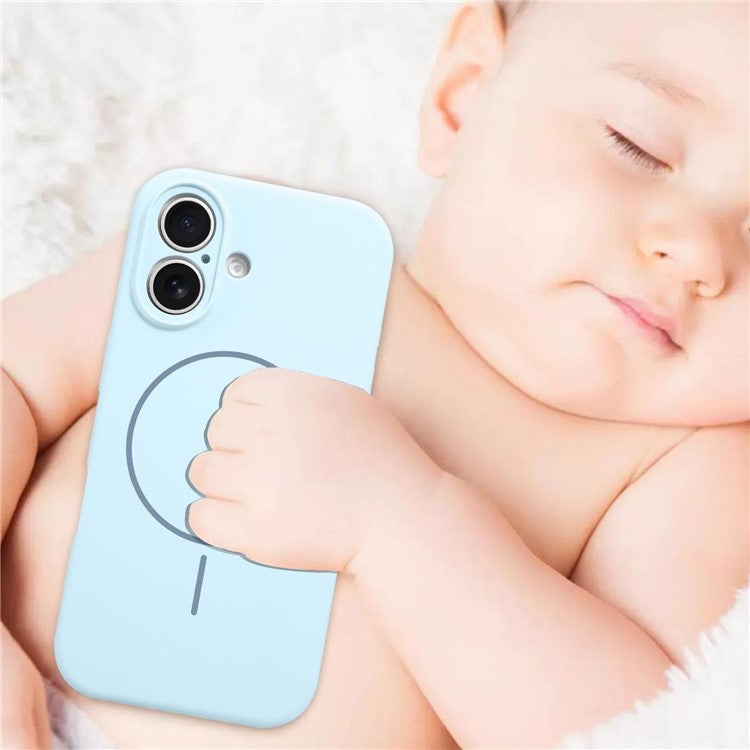 For iPhone 16 Case Compatible with MagSafe Silicone Shock Absorbing Phone Cover - Blue