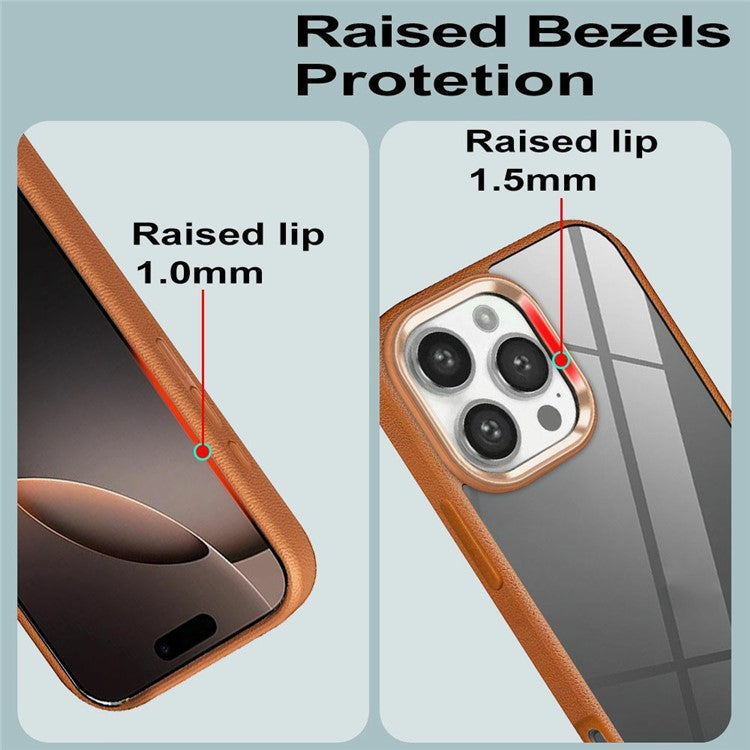 For iPhone 16 Pro Case Litchi Texture TPU+Clear Acrylic Protective Phone Cover - Black