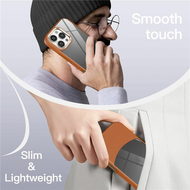 For iPhone 16 Pro Case Litchi Texture TPU+Clear Acrylic Protective Phone Cover - Black