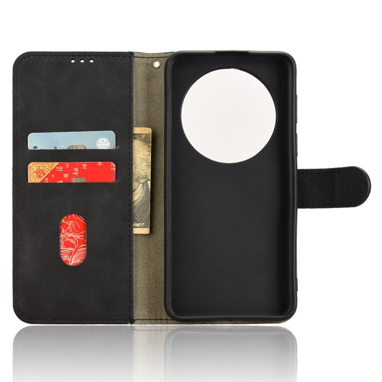 For Huawei Mate 70 Leather Case Skin-Feel Anti-Drop Wallet Flip Phone Cover - Black
