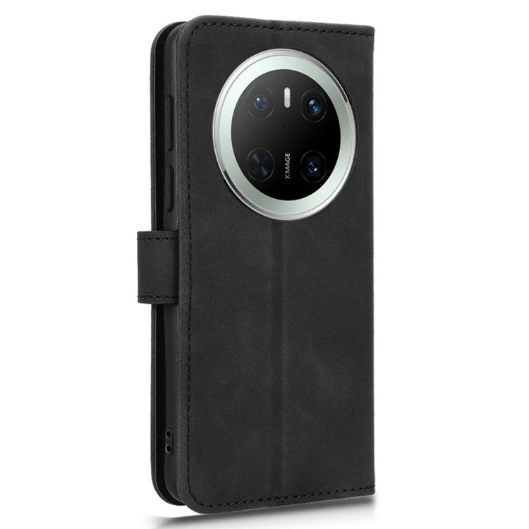 For Huawei Mate 70 Leather Case Skin-Feel Anti-Drop Wallet Flip Phone Cover - Black