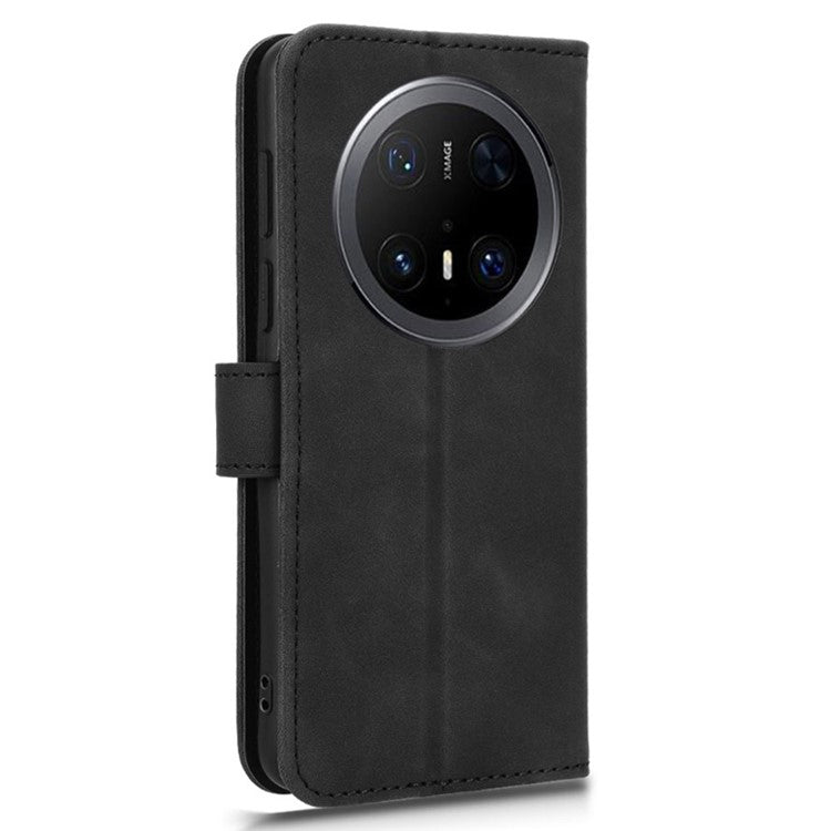 For Huawei Mate 70 Pro+ / 70 Pro Leather Case Skin-Feel Anti-Drop Wallet Flip Phone Cover - Black