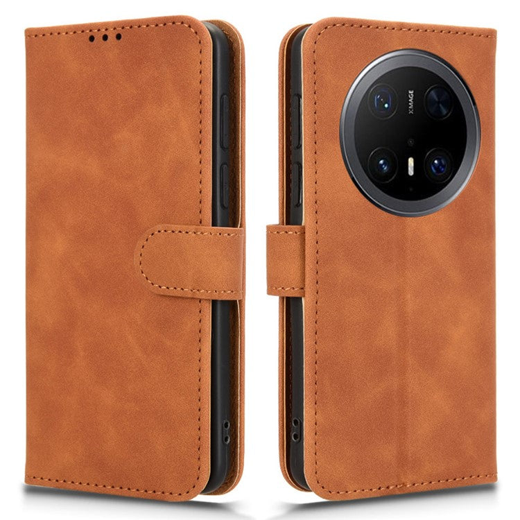 For Huawei Mate 70 Pro+ / 70 Pro Leather Case Skin-Feel Anti-Drop Wallet Flip Phone Cover - Brown