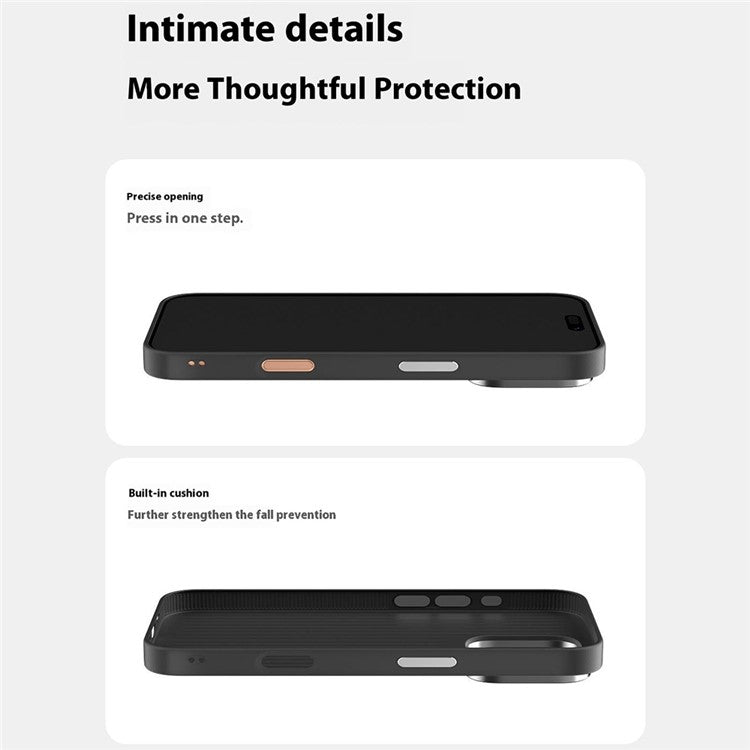 ABEEL For iPhone 16 Case Compatible with MagSafe Carbon Fiber Texture Back Cover - Black / Silver