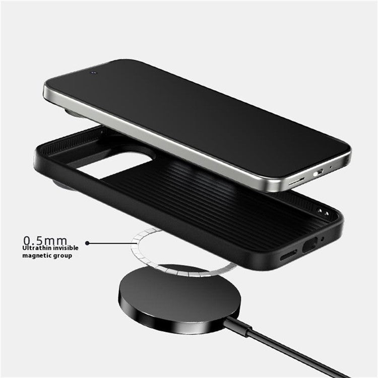 ABEEL For Google Pixel 9 / Pixel 9 Pro Case Compatible with MagSafe Carbon Fiber Texture Back Cover - Black / Silver