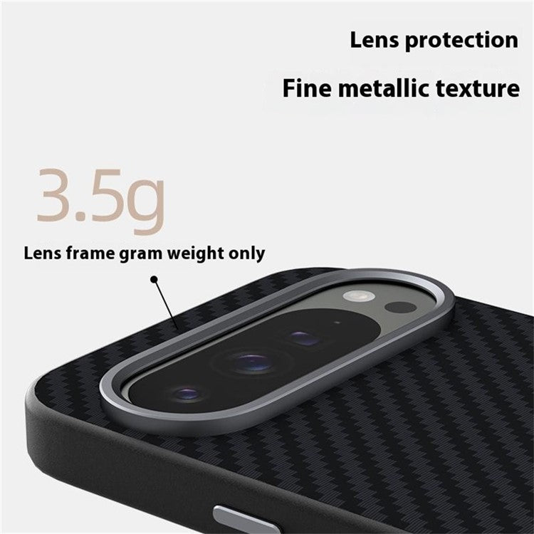 ABEEL For Google Pixel 9 Pro XL Case Compatible with MagSafe Carbon Fiber Texture Back Cover - Black / Blue