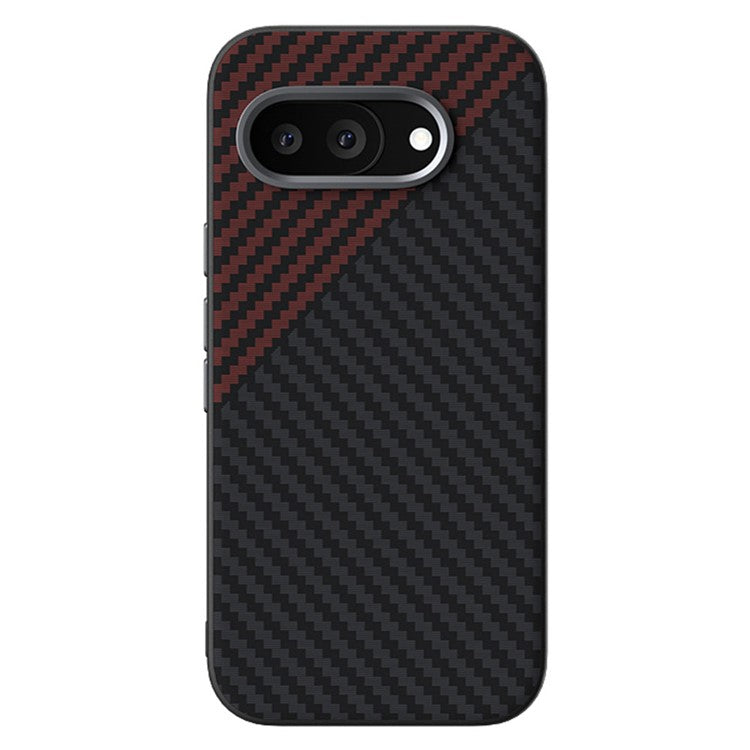 ABEEL For Google Pixel 9a Case Compatible with MagSafe Carbon Fiber Texture Back Cover - Black / Red