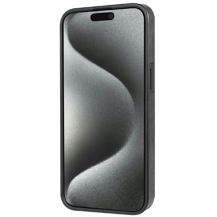 CSJ-P3 For iPhone 16 Pro Case Compatible with MagSafe PC+TPU+Leather Back Cover - Black