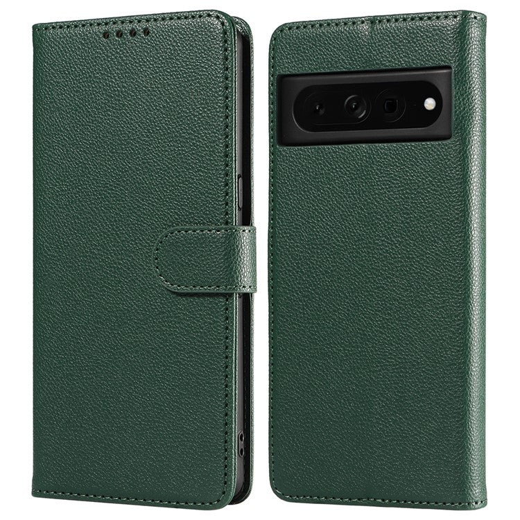 For Google Pixel 7 Pro 5G Leather Case Litchi Texture RFID Blocking Wallet Stand Phone Cover - Green