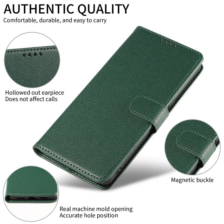 For Google Pixel 7 Pro 5G Leather Case Litchi Texture RFID Blocking Wallet Stand Phone Cover - Green