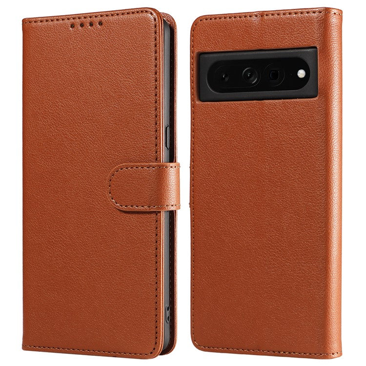 For Google Pixel 7 Pro 5G Leather Case Litchi Texture RFID Blocking Wallet Stand Phone Cover - Brown