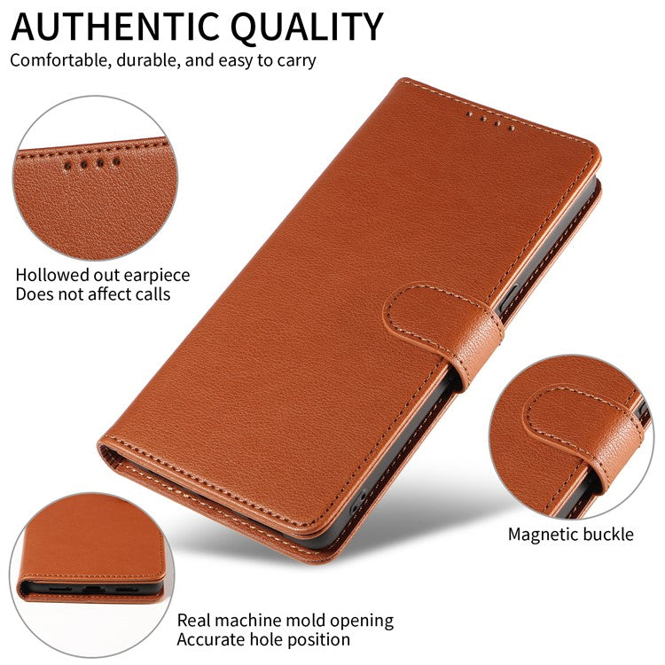 For Google Pixel 7 Pro 5G Leather Case Litchi Texture RFID Blocking Wallet Stand Phone Cover - Brown