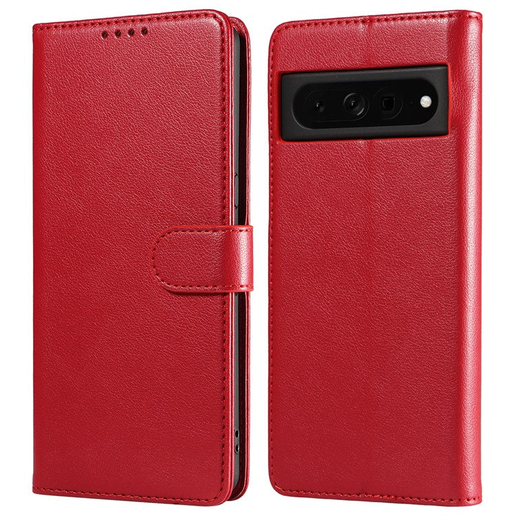 For Google Pixel 7 Pro 5G Leather Case Litchi Texture RFID Blocking Wallet Stand Phone Cover - Red