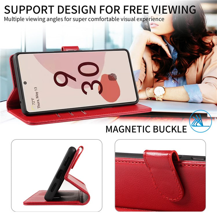 For Google Pixel 7 Pro 5G Leather Case Litchi Texture RFID Blocking Wallet Stand Phone Cover - Red