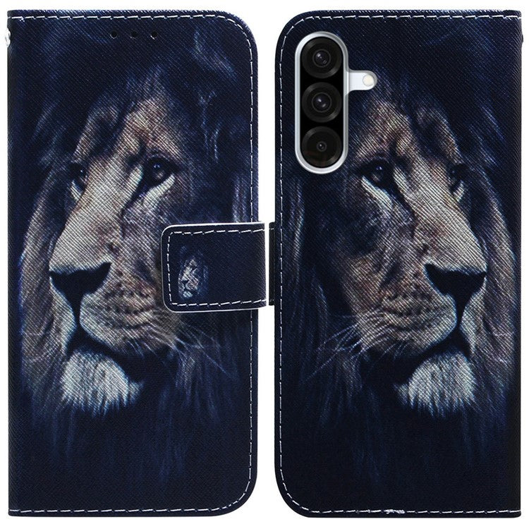 For Samsung Galaxy A56 5G / A36 5G Wallet Case Pattern Print Leather Phone Cover - Lion
