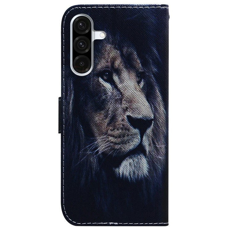 For Samsung Galaxy A56 5G / A36 5G Wallet Case Pattern Print Leather Phone Cover - Lion