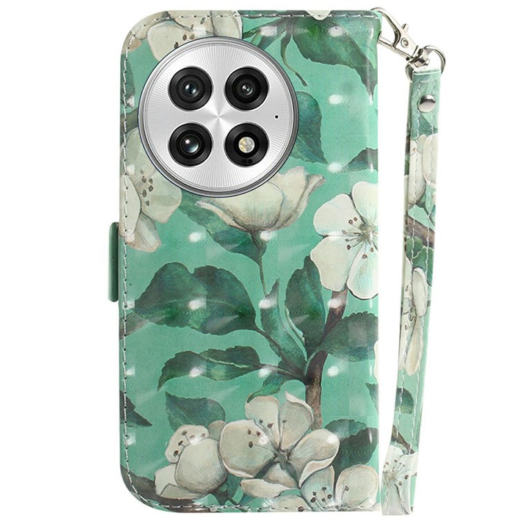 For OnePlus 13 Case Pattern Printing Leather Wallet Phone Cover - Watercolor Flowers