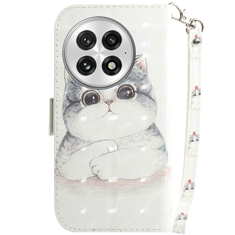 For OnePlus 13 Case Pattern Printing Leather Wallet Phone Cover - Cute Cat
