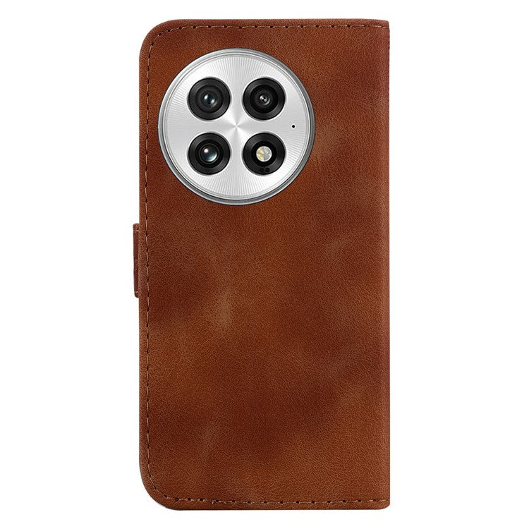 For OnePlus 13 Stand Case 7-Shaped Pattern Imprint Leather Phone Cover - Brown