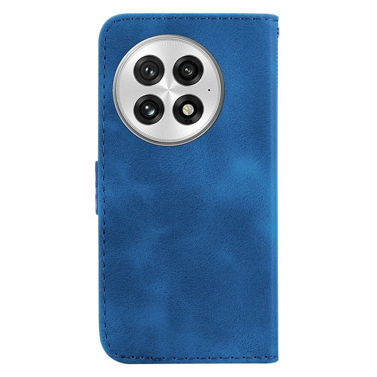 For OnePlus 13 Stand Case 7-Shaped Pattern Imprint Leather Phone Cover - Dark Blue