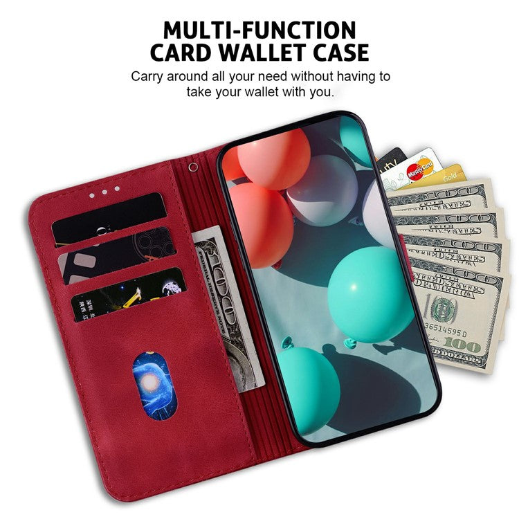 For OnePlus 13 Stand Case 7-Shaped Pattern Imprint Leather Phone Cover - Red