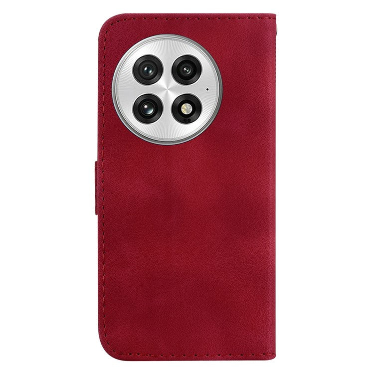 For OnePlus 13 Stand Case 7-Shaped Pattern Imprint Leather Phone Cover - Red