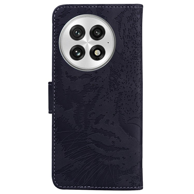 For OnePlus 13 Case Tiger Imprint Leather Wallet Phone Cover - Black