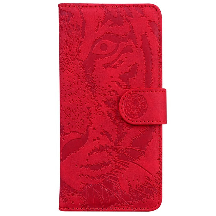 For OnePlus 13 Case Tiger Imprint Leather Wallet Phone Cover - Red