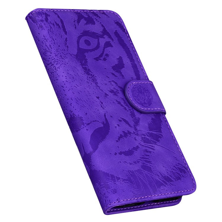 For OnePlus 13 Case Tiger Imprint Leather Wallet Phone Cover - Purple