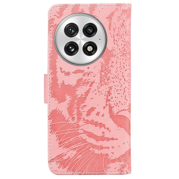 For OnePlus 13 Case Tiger Imprint Leather Wallet Phone Cover - Pink