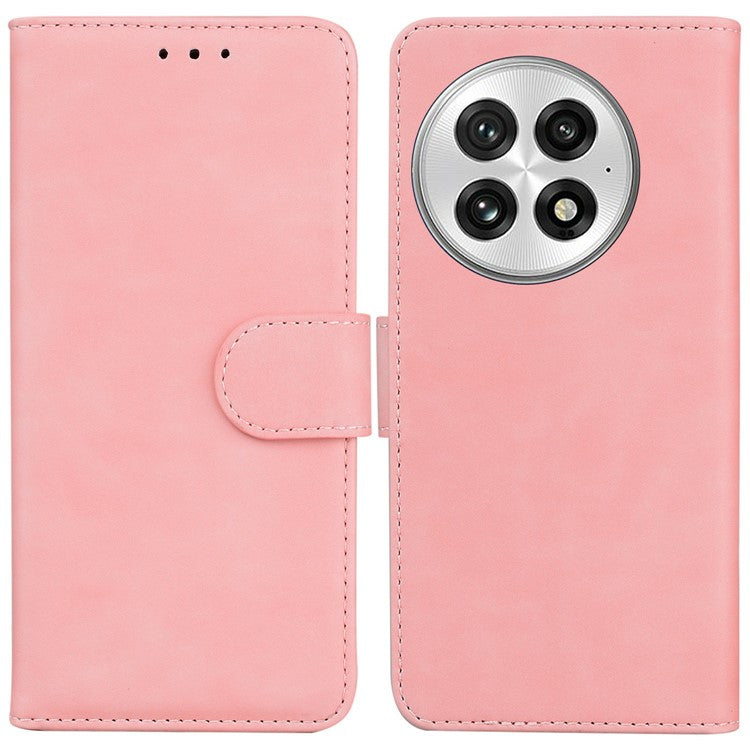 For OnePlus 13 Case Solid Color Leather Wallet Phone Cover - Pink
