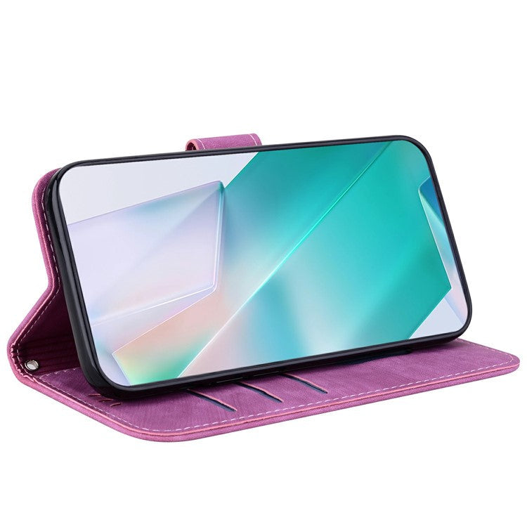 For OnePlus 13 Wallet Case Tiger Imprint Leather Shockproof Phone Cover - Rose