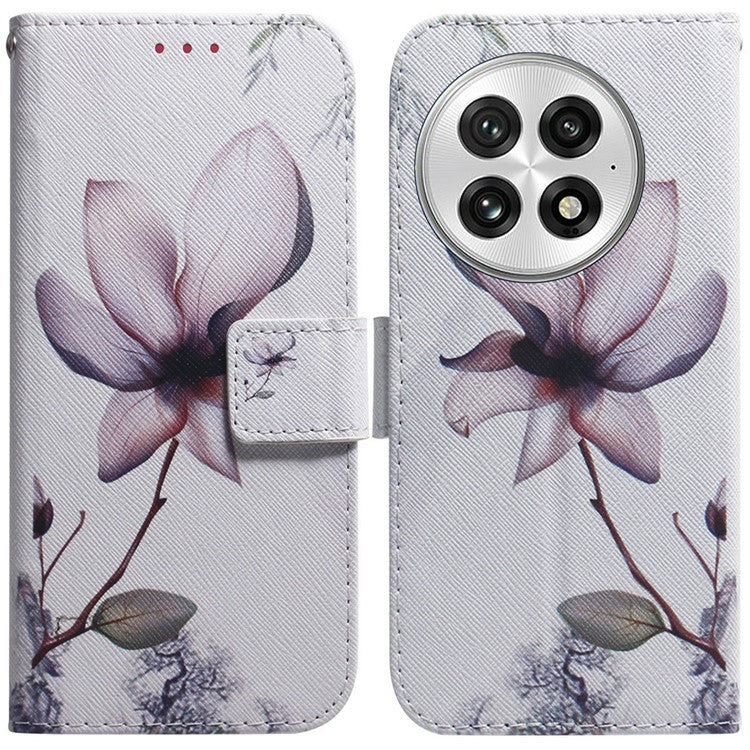 For OnePlus 13 Wallet Case Pattern Print Leather Phone Cover - Pink Flower