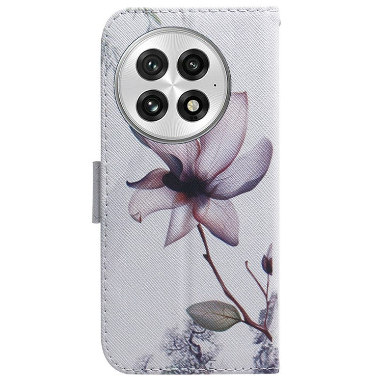 For OnePlus 13 Wallet Case Pattern Print Leather Phone Cover - Pink Flower