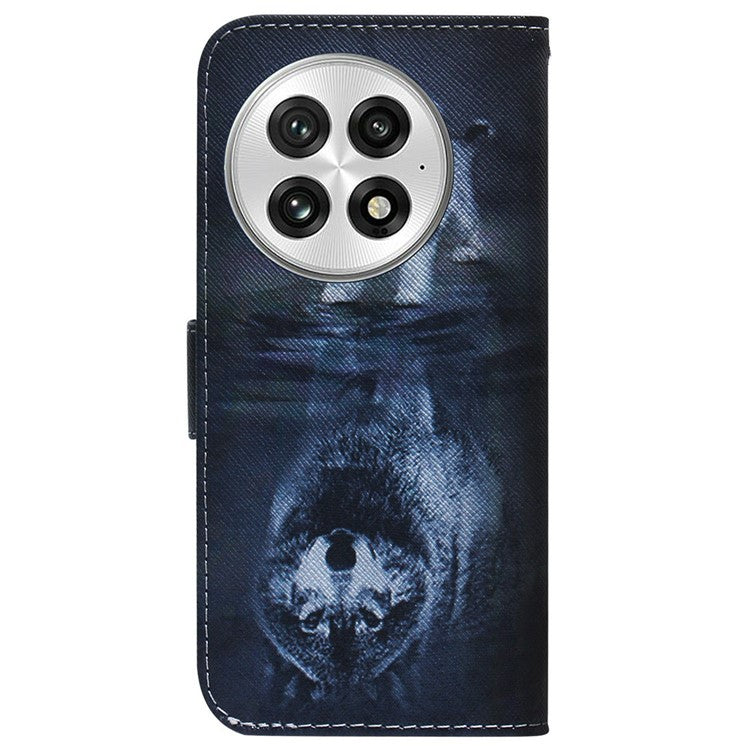 For OnePlus 13 Wallet Case Pattern Print Leather Phone Cover - Dog and Wolf