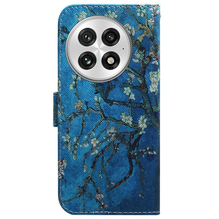 For OnePlus 13 Wallet Case Pattern Print Leather Phone Cover - Apricot Flowers