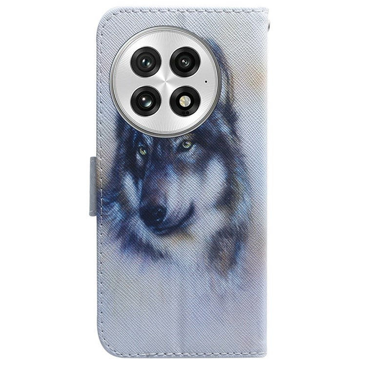 For OnePlus 13 Wallet Case Pattern Print Leather Phone Cover - Wolf