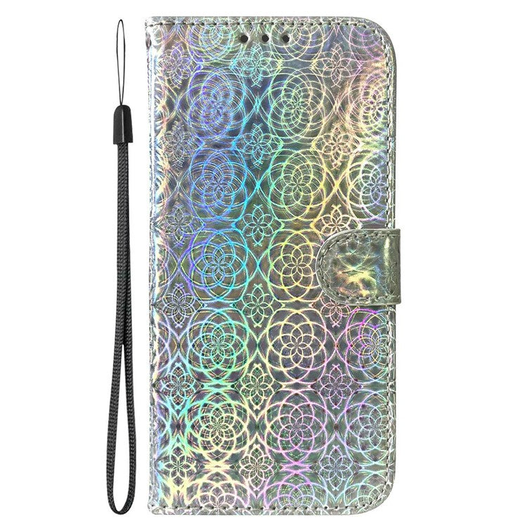 For OnePlus 13 Stand Case Dazzling Flower Leather Phone Cover - Grey